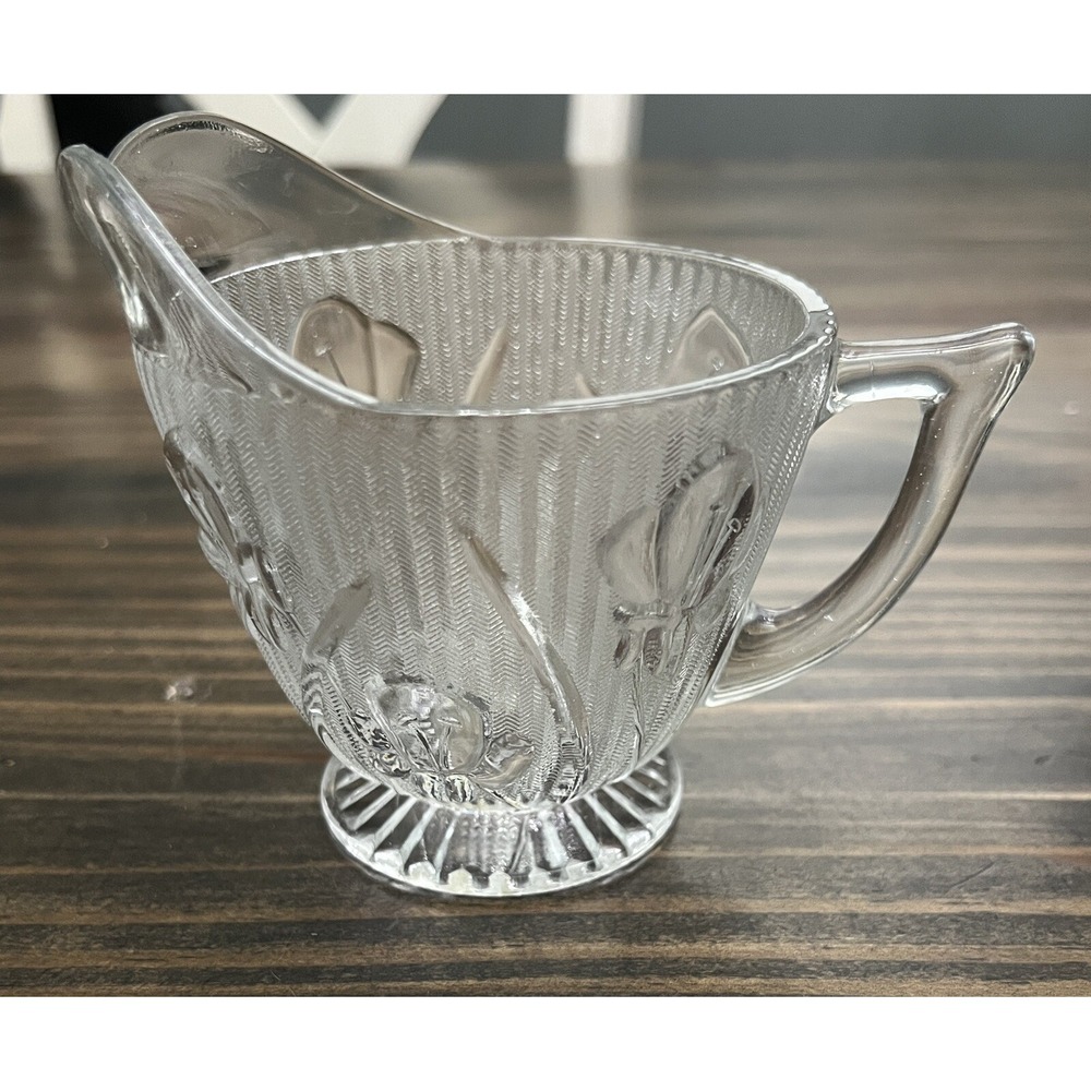 1930's Jeannette Iris & Herringbone Crystal Clear‎ Cream Dish Only Replacement